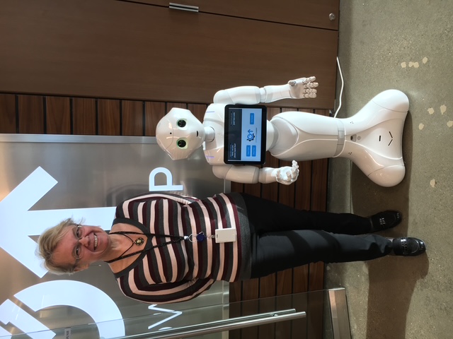 Zorina Alliata with Pepper, a humanoid social robot