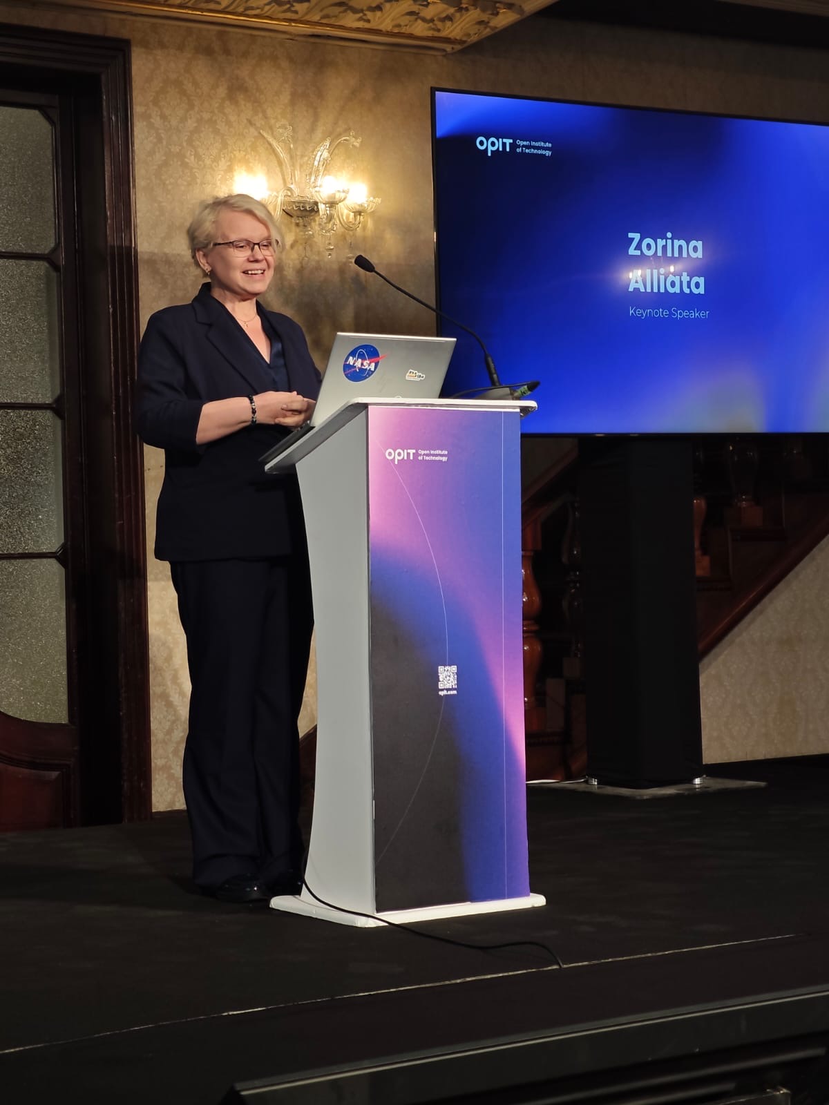 Zorina Alliata delivering a keynote address